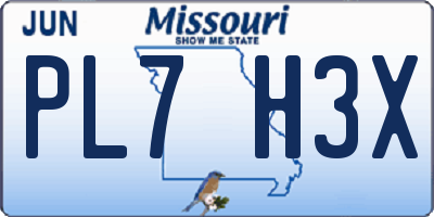 MO license plate PL7H3X