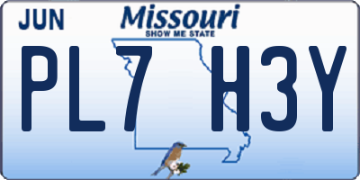 MO license plate PL7H3Y