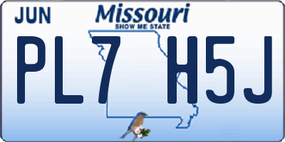 MO license plate PL7H5J