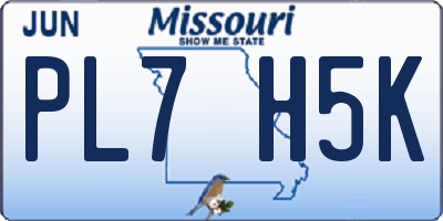 MO license plate PL7H5K
