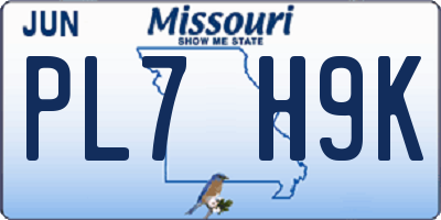 MO license plate PL7H9K