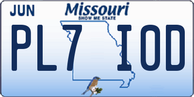 MO license plate PL7I0D