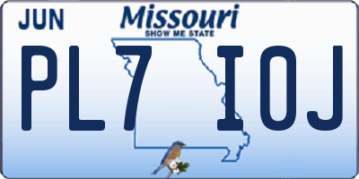 MO license plate PL7I0J