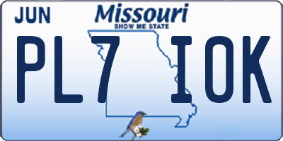 MO license plate PL7I0K