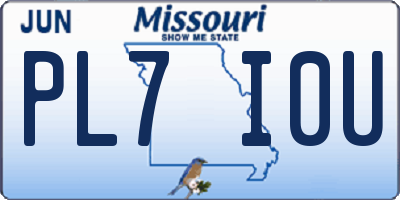 MO license plate PL7I0U