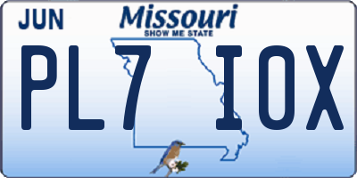 MO license plate PL7I0X