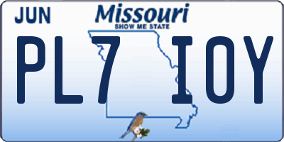 MO license plate PL7I0Y