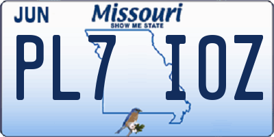 MO license plate PL7I0Z