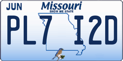 MO license plate PL7I2D