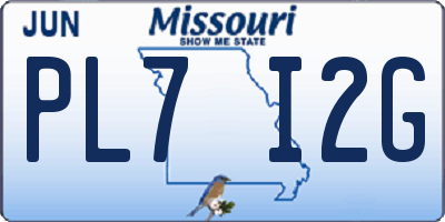 MO license plate PL7I2G
