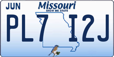 MO license plate PL7I2J