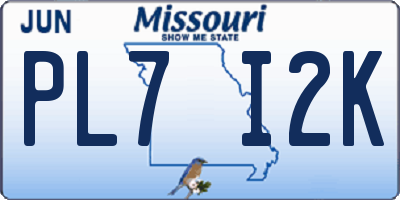 MO license plate PL7I2K