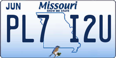 MO license plate PL7I2U