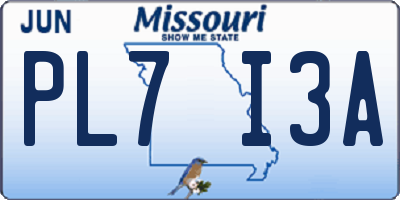 MO license plate PL7I3A