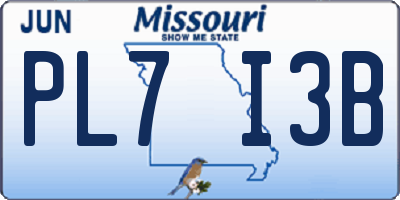 MO license plate PL7I3B