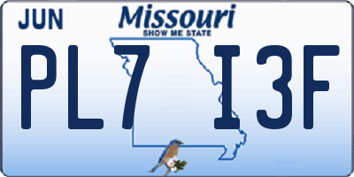 MO license plate PL7I3F