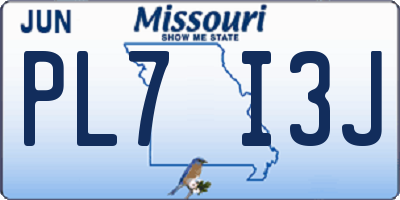 MO license plate PL7I3J