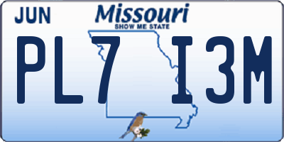 MO license plate PL7I3M