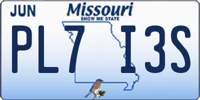 MO license plate PL7I3S