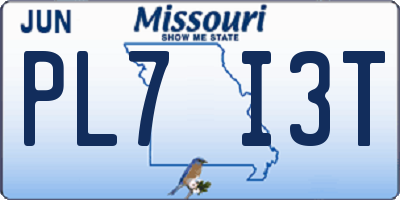 MO license plate PL7I3T