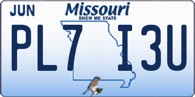 MO license plate PL7I3U