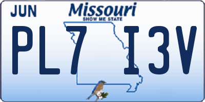 MO license plate PL7I3V
