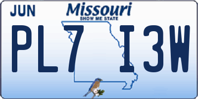 MO license plate PL7I3W