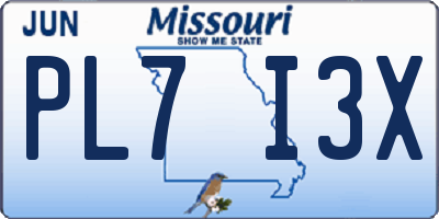 MO license plate PL7I3X