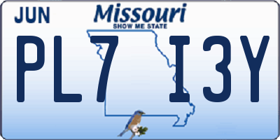 MO license plate PL7I3Y
