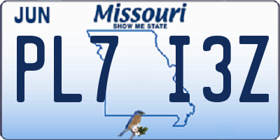 MO license plate PL7I3Z