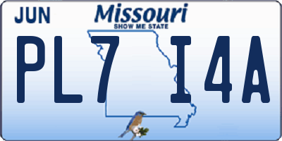 MO license plate PL7I4A
