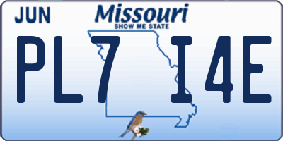 MO license plate PL7I4E