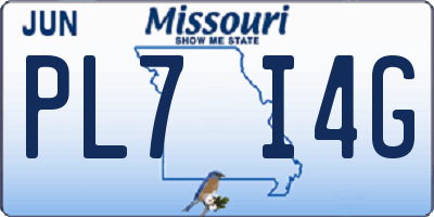 MO license plate PL7I4G