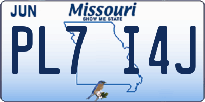 MO license plate PL7I4J