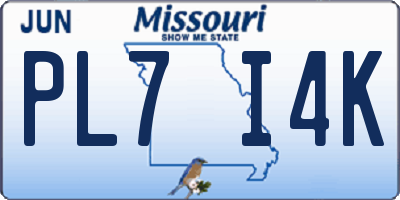 MO license plate PL7I4K