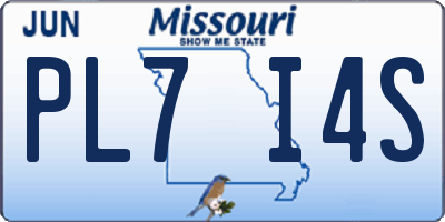 MO license plate PL7I4S