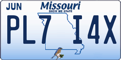 MO license plate PL7I4X