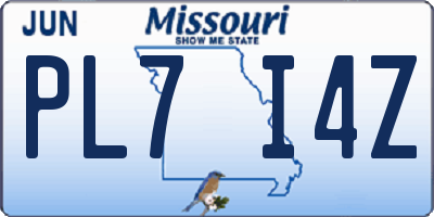 MO license plate PL7I4Z