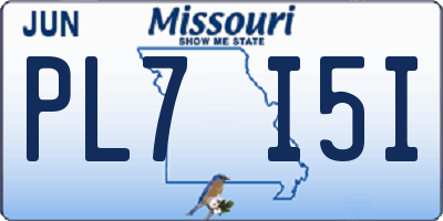 MO license plate PL7I5I