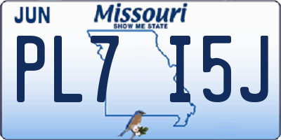MO license plate PL7I5J