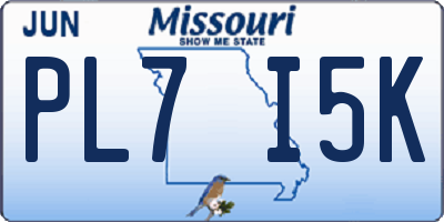 MO license plate PL7I5K