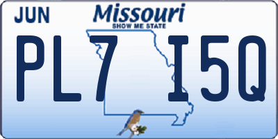 MO license plate PL7I5Q