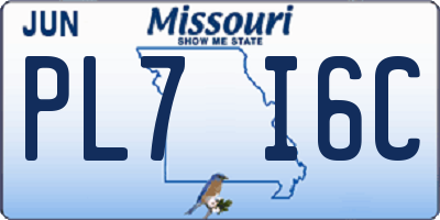 MO license plate PL7I6C