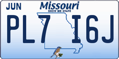 MO license plate PL7I6J