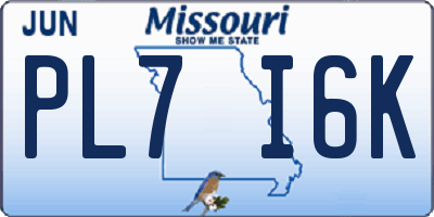 MO license plate PL7I6K