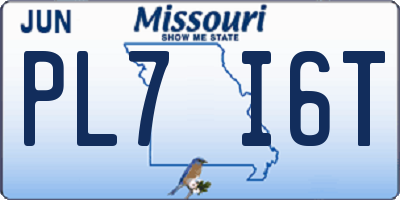 MO license plate PL7I6T