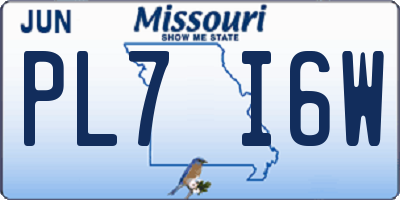 MO license plate PL7I6W