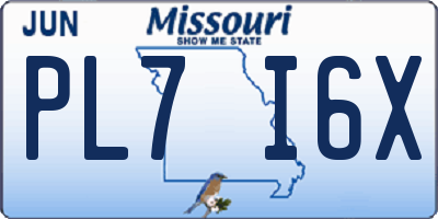 MO license plate PL7I6X