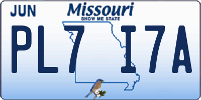 MO license plate PL7I7A