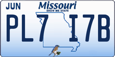 MO license plate PL7I7B